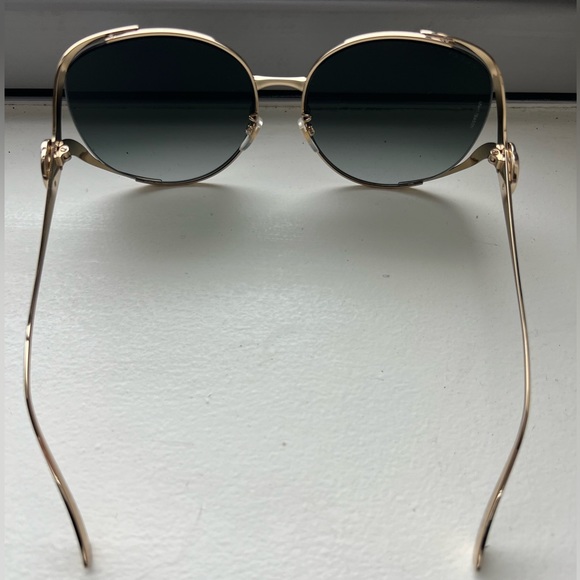 GUCCI GG 0225s 001 Oversized Round Gold Grey Sunglasses - Picture 2 of 11